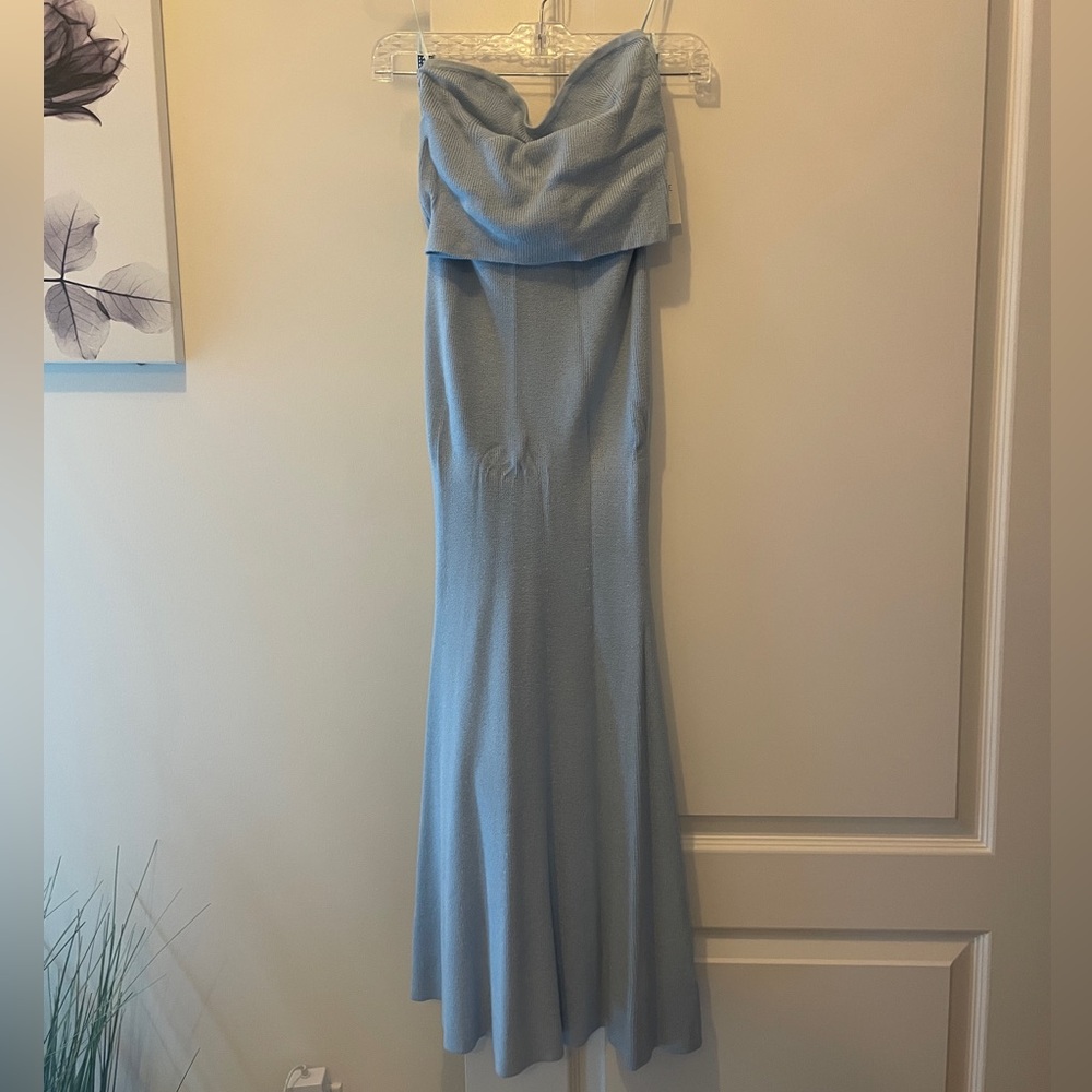 MABLE Blue Strapless Top and Skirt Set